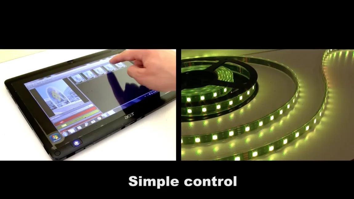 Simple touchscreen software control of an analog RGB LED strip