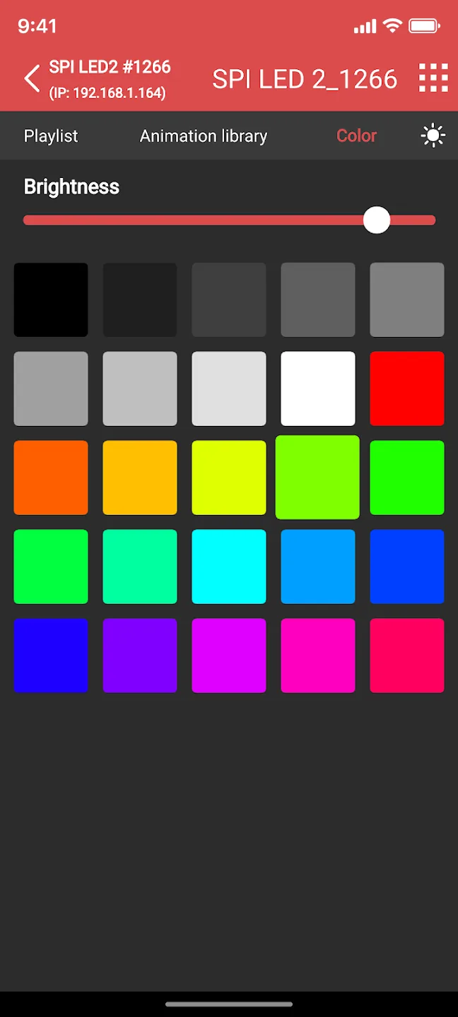 LSS Remote color picker screen for pixel LED strips