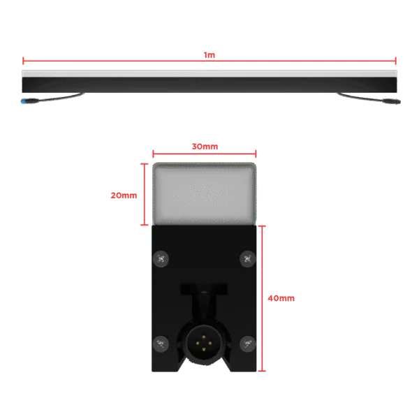 ProfiLED bar dimensions drawing showing the one meter profile