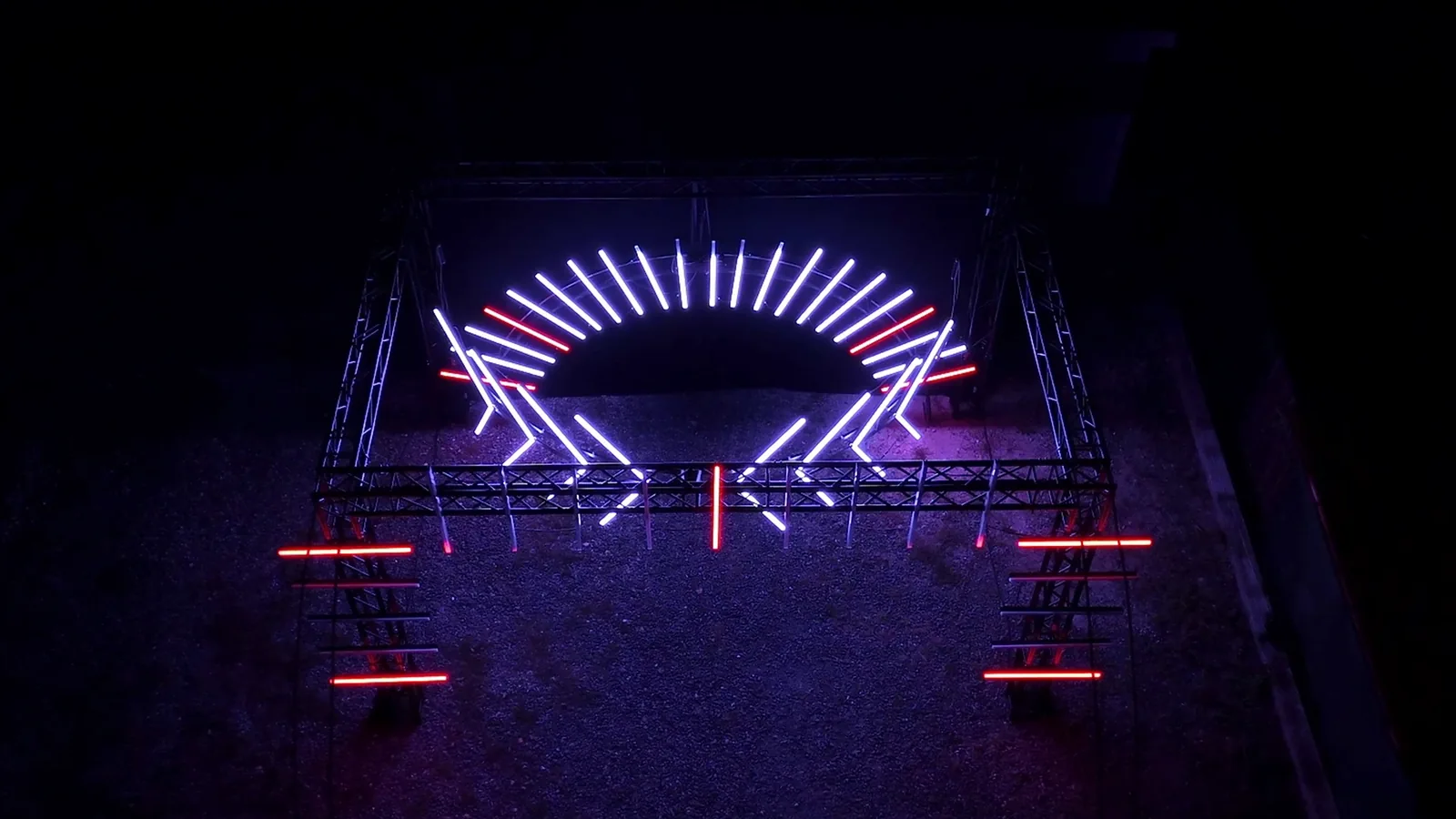 ProfiLED truss arch running a moving multi-colour look on a stage