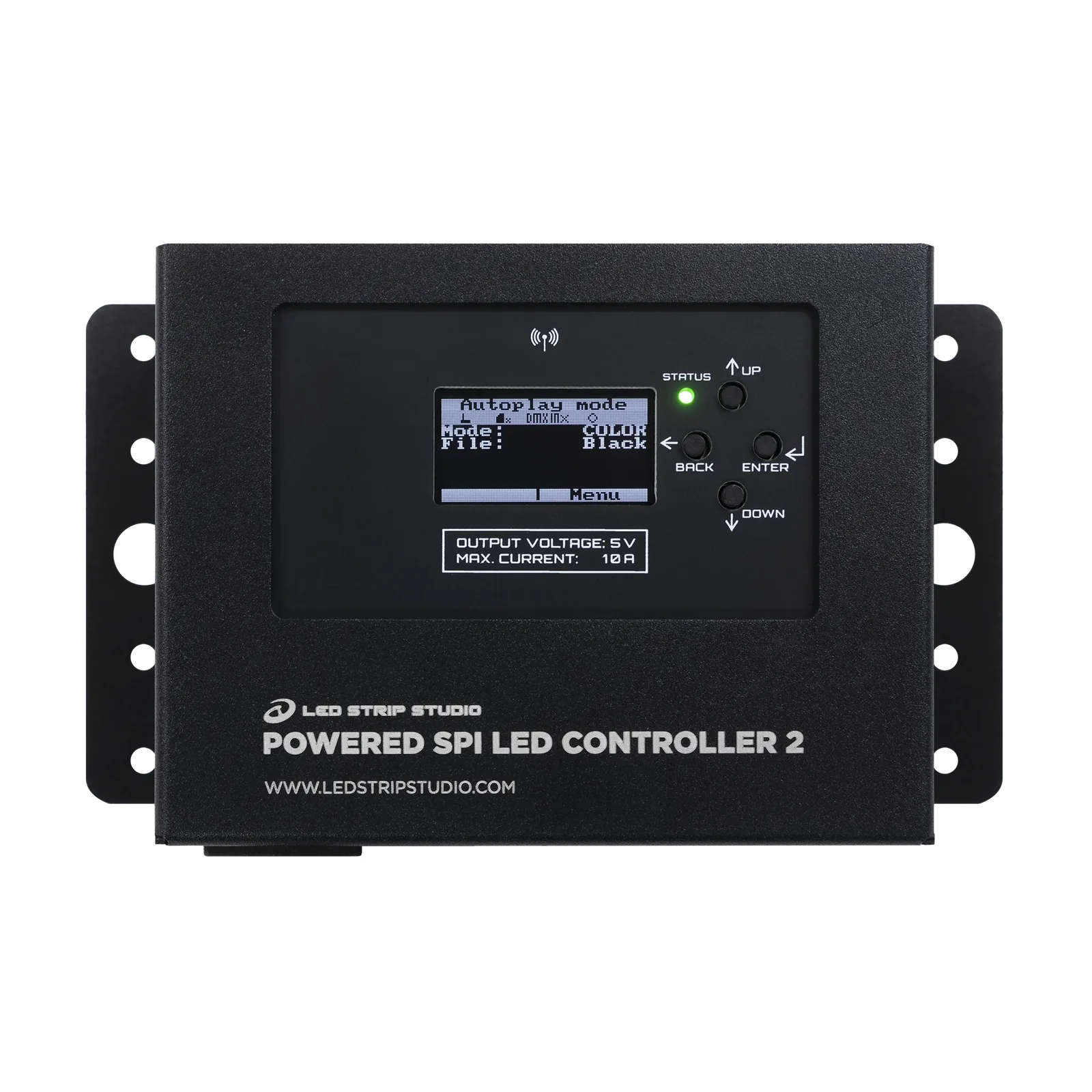 Powered SPI LED Controller 2 front panel with OLED display and navigation buttons