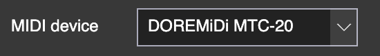 MIDI devices dropdown