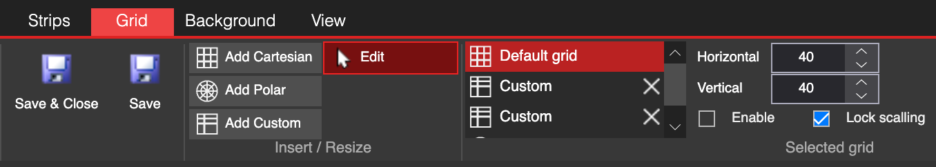 LSS4 grid settings panel