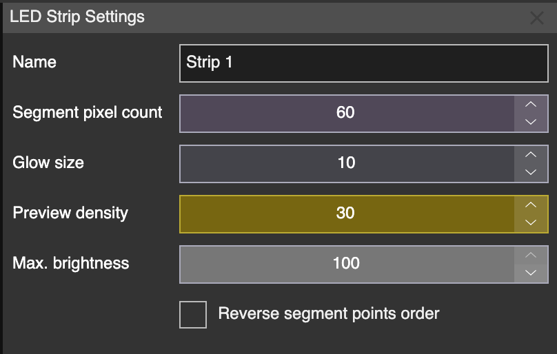 LED strip settings panel in LSS4