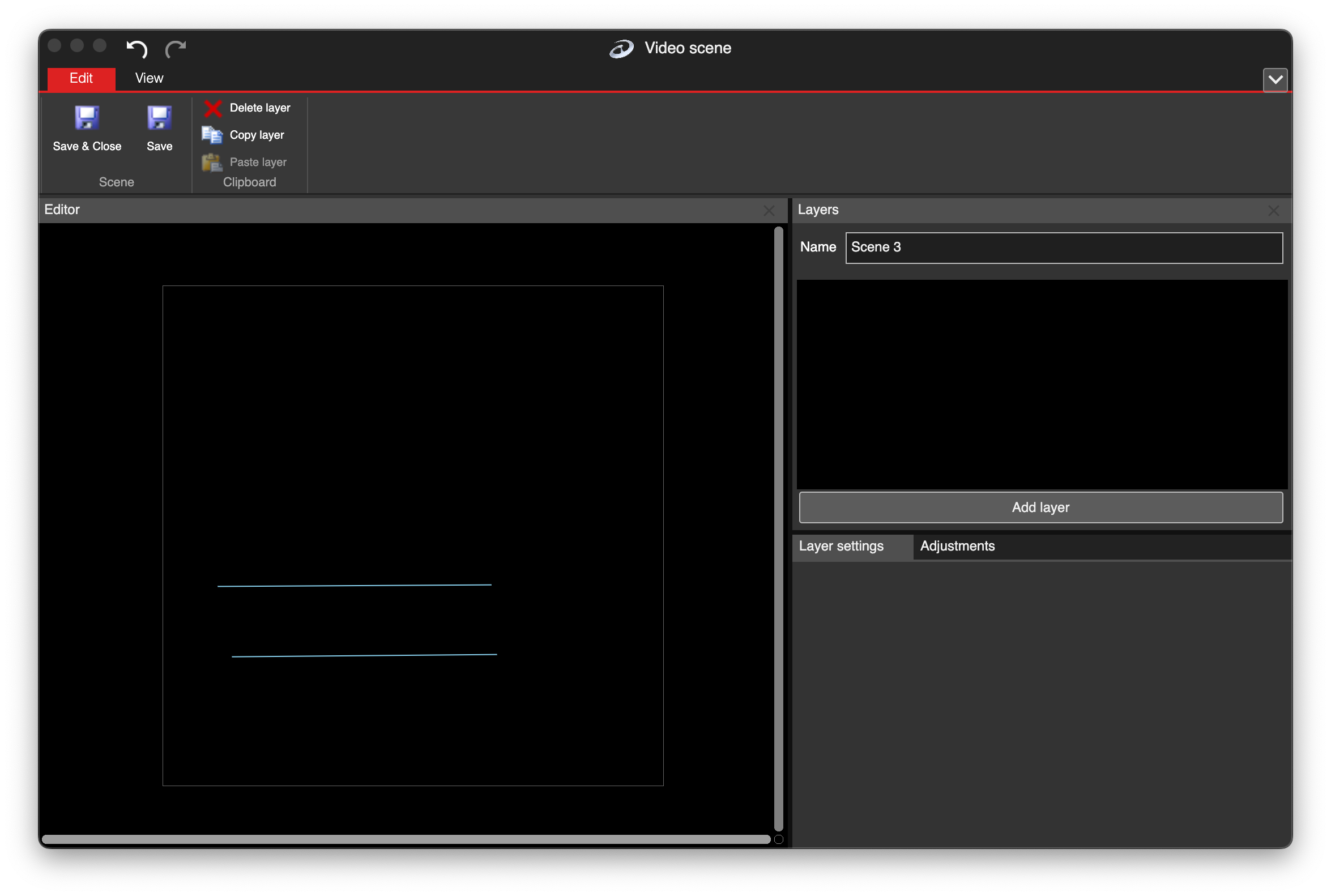 Empty LSS4 video scene workspace
