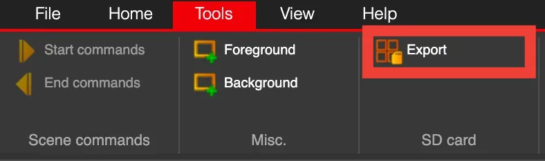 Export menu