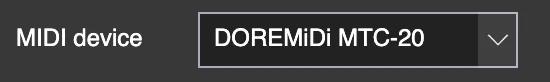MIDI devices dropdown