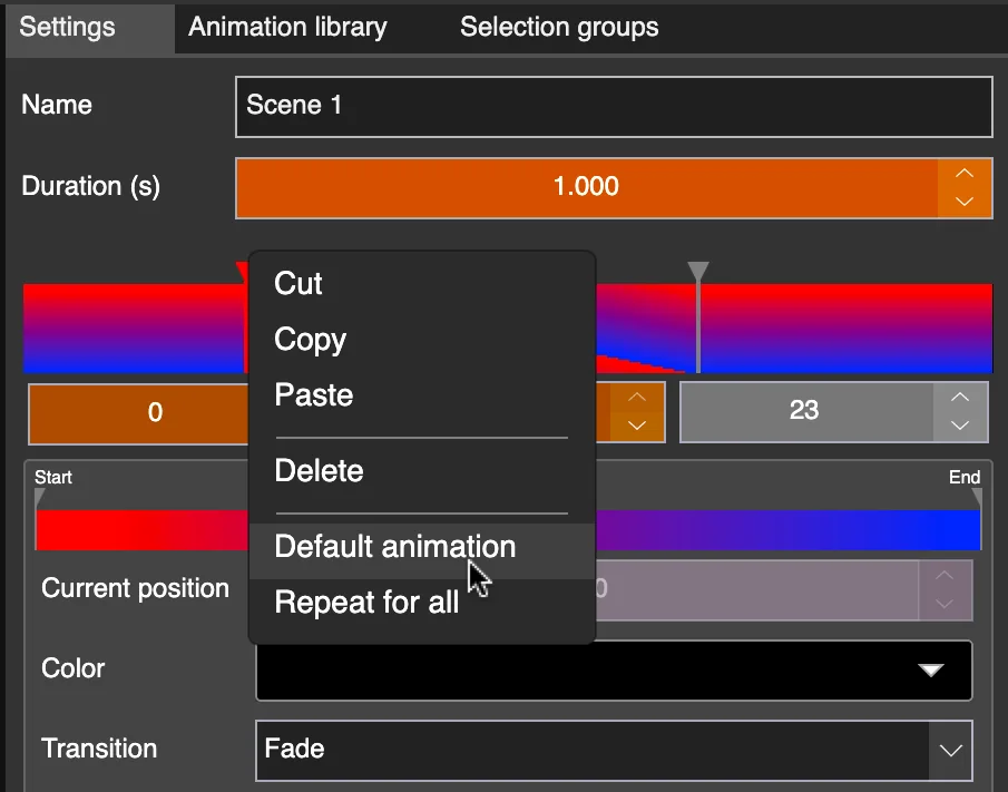 Default animation