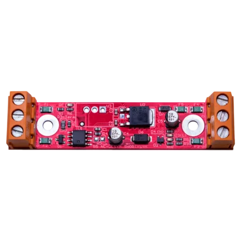 The Symmetrizer SPI signal converter board with green screw terminals on both ends
