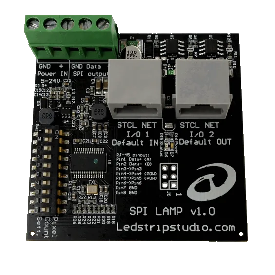 SPI Lamp splitter from TOP, revealing the connectors on the PCB
