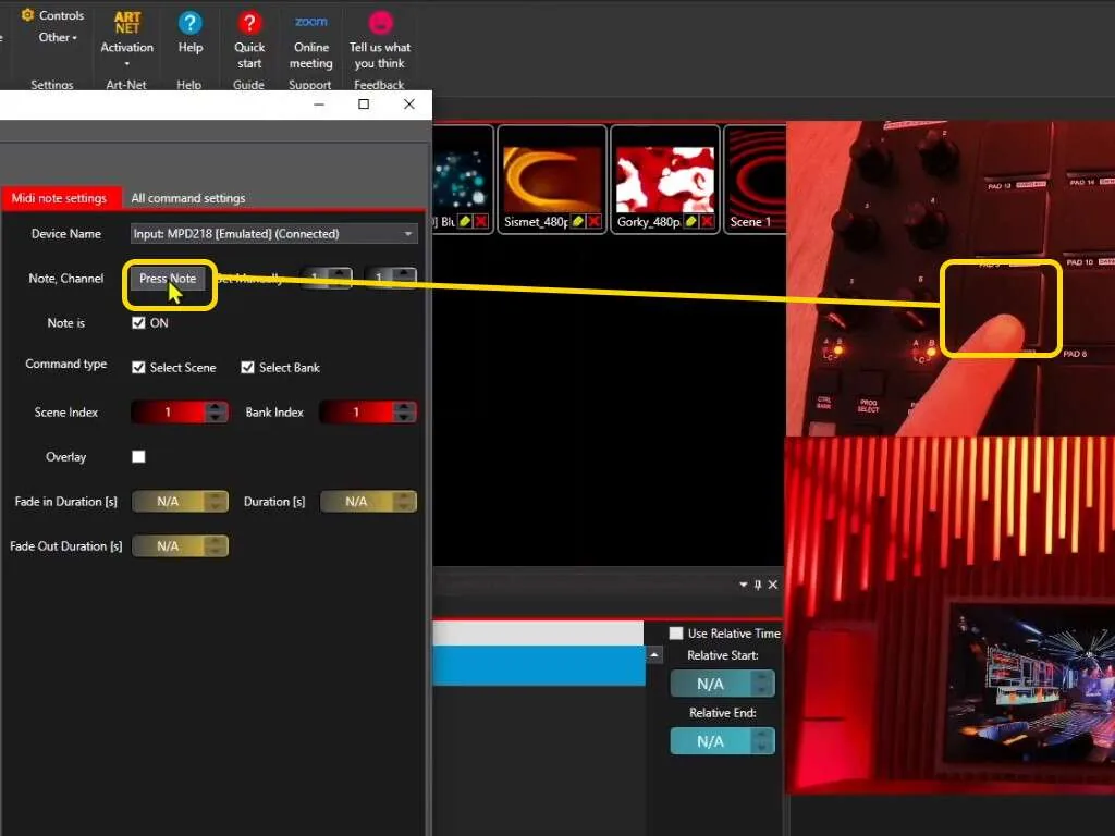 automatic mapping of individual notes with a request window to press the desired pad