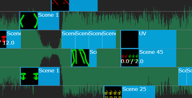 Zoomed preview of a timeline with show lines enlarged to 60 pixels.