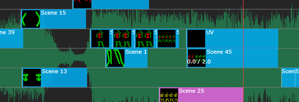 Zoomed preview of a timeline with show lines in standard 40 pixels.