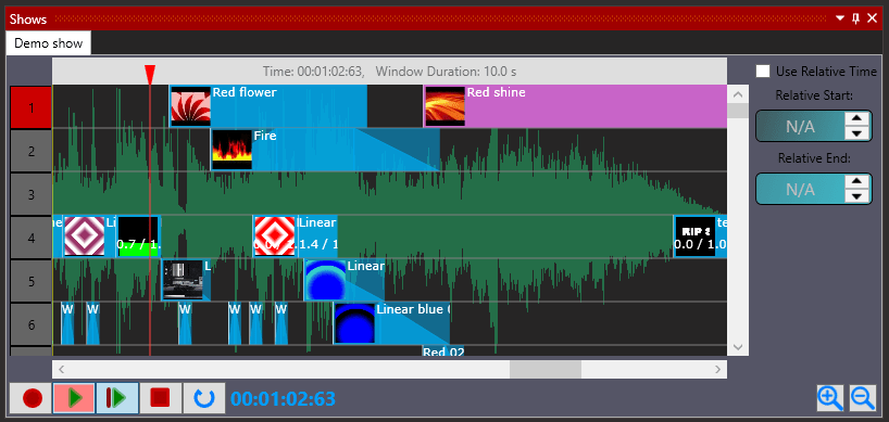 A LED show. Now the timeline of the show is much easier for the eye, with previews of each effect and animation used in the show.